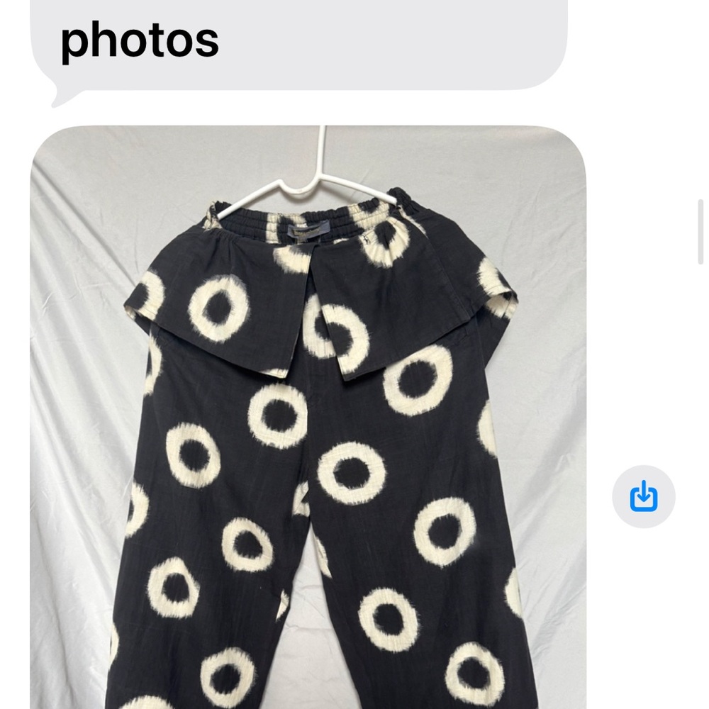 Issey Miyake Black Wide-Leg Pants with White Ring Motif - Picture 2 of 5